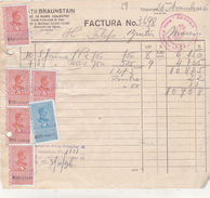 Romania 8 Old Revenue Stamps On Old Bill - Carol II - 1936 - Fiscaux