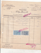 Romania 2 Old Revenue Stamps On Old Bill - Carol II - 1937 - Steuermarken