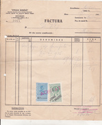 Romania 2 Old Revenue Stamps On Old Bill - Carol II - 1937 - Steuermarken