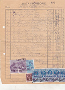 Romania 9 Old Revenue Stamps On Old Bill - Carol II - - Steuermarken