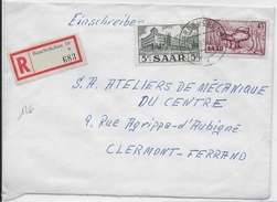 SAAR / SARRE - 1956 - ENVELOPPE RECOMMANDEE De SAARBRÜCKEN => CLERMONT-FERRAND - Cartas & Documentos