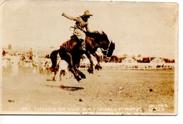 CALGARY STAMPEDE, Alberta, Canada, Bucking Bronco, "Dick Cosgrove On Wild Bill", 1925 Oliver RPPC - Calgary