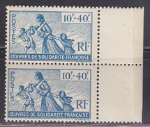 = Au Profit Des Oeuvres De Solidarité Française, Colonies Françaises N°66 Neuf En Paire Verticale - Other & Unclassified