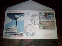 F.d.c. Enveloppe 1er Jour Ex Colonie Francaise Senegall  Centenaire De Dakar L Aeroport Dakar Yoff 1958 - Sénégal (1960-...)