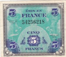France #115a, 5 Francs 1944 Banknote Currency - 1944 Vlag/Frankrijk