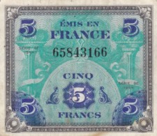 France #115a, 5 Francs 1944 Banknote Currency - 1944 Drapeau/France