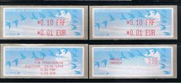 ATMS, LISA1, OISEAUX DE JUBERT, 0.10 FRF/0.01 EUR, Avec Reçu FRF/EUR Et VIGNETTE En Allemand. Programme DU 1er /01/1999. - 1990 Type « Oiseaux De Jubert »