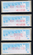 ATMs, LISA1, OISEAUX DE JUBERT, TEST, E 2.70FRF/0.41 EUR Et TEST,3.00 FRF/ 0.46 EUR. PARITE EURO EN SERVICE LE 1/01/1999 - 1990 Type « Oiseaux De Jubert »