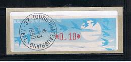 ATM, LISA1, VARIETE MAJEURE D' IMPRESSION, 0.10, Oblitéré Tours 26/03/1999, Papier Jubert Bleu Turquoise - Used Stamps