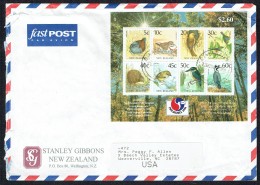 1994  Philakorea 1994 Birds Souvenir Sheet Of 8 Different On Letter To USA - Storia Postale