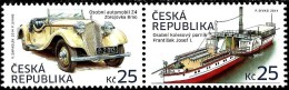 Czech Republic - 2014 - Historical Transportation - Personal Auto Z-4 And Steam Boat Franz Joseph I - Mint Stamp Set - Neufs