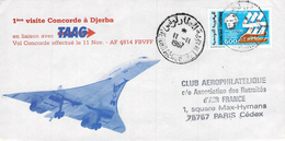 Enveloppe Philatélique Concorde Première Visite  Concorde à Djerba  A F 4814 FBVFF Air France Tunisie Club Aerophilique - 1927-1959 Cartas & Documentos