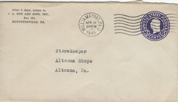 Stationery.  Used Williamsport Pa. 1945   H-977 - 1941-60