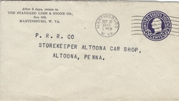 Stationery.  Used Martinsburg W. Va.  1945   H-978 - 1941-60