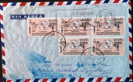 ESPAGNE, Yvert N° 1325 Bande De 3 + 2 Valeurs//  UIT Lettre Ayant Circulée 1965 - Other & Unclassified