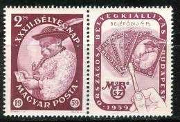 HUNGARY-1959. Natl.Stamp Exhibiton And 32nd Stampday Stamp With Label(Costumes) MNH! Mi:1627 - Ungebraucht