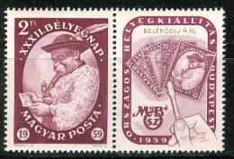 HUNGARY-1959. Natl.Stamp Exhibiton And 32nd Stampday Stamp With Label(Costumes) MNH! Mi:1627 - Nuevos