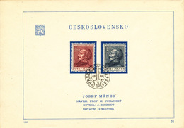 Czechoslovakia / First Day Sheet (1953/24) Praha 1 (c): Josef Manes (1820-71) Czech Painter, Illustrator, Graphic Artist - Grabados