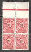 MAURITANIE 1914 TAXE ,Bloc De 4 Avec Interpanneau , 10 C Rose,  Neuf ** / MNH, Yv N° 18, TTB - Neufs