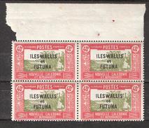 WALLIS Et FUTUNA 1930 ,Bloc De 4 BORD DE FEUILLE  , 40 C Rouge / Olive  Neuf ** / MNH, Yv N° 52,TTB - Unused Stamps