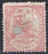 Sello 4 Pts Alegoria Juticia 1874, Perforado Telegrafico, Edifil Num 151T º - Used Stamps