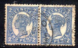 XP2571 - QUEENSLAND , 2 Pence Usato Coppiola . - Used Stamps