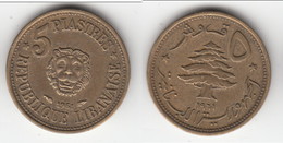 **** LIBAN - LEBANON - 5 PIASTRES 1961 - LION **** EN ACHAT IMMEDIAT !!! - Libano