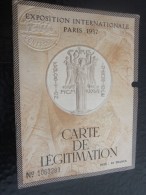 1937 CARTE DE LEGITIMATION TITRE DE TRANSPORT CHEMIN DE FER Jumelé Entrée  EXPOSITION INTERNATIONALE DE PARIS - Europa