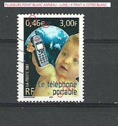 VARIÉTÉS FRANCE  2001 N° 3374  LE TELEPHONE PORTABLE PHOSPHORESCENTE OBLITÉRÉ YVERT TELLIER 0.60 € - Usados