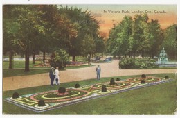 LONDON ONTARIO Victoria Park Scene, People, Gardens, C1928 Vintage Canada Postcard - London