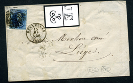 Belgique COB 7 Sur Lettre De Bruxelles à Liège 1858 - 1851-1857 Médaillons (6/8)