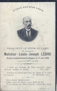 PAS DE CALAIS - 62 - Carte Mortuaire - DUISANS - Melchior Louis Joseph Ledru - 1909 - Ardres