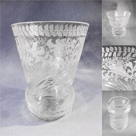 ° GRAND VASE EN CRISTAL TAILLE ET GRAVE + Décoration Vintage Corne D'Abondance - Glas & Kristall