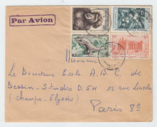 French West Africa/France MONKEY ANIMALS FLOWERS COVER 1950 - Chimpancés