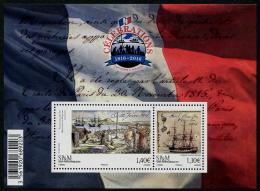 St Pierre Et Miquelon 2016 - Bicentenaire Ratachement A La France, Bateaux, Drapeau France - BF Neufs // Mnh - Blokken & Velletjes