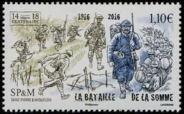 St Pierre Et Miquelon 2016 - Cent 1ere Guerre Mondiale, La Bataille De La Somme - 1 Val Neufs // Mnh - Neufs
