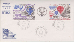 TAAF 1984 Bicentenaire De L'Air Et De L'Espace Strip 2v+label FDC Ca Dumont D'Urville Terre Adelie (35047) - FDC