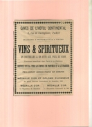 FRANCE 75 . PUB. CAVES DE L'HOTEL CONTINENTAL . ANNEES 1890 . DECOUPEE ET COLLEE SUR PAPIER . - Letreros