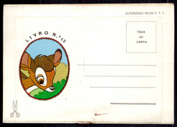 POSTAL Com LIVRO DISNEY Com BAMBI - Autorizado Pelos C.T.T. / CTT - Taxa De Carta. PORTUGAL Vintage Disney Postcard Book - Storia Postale