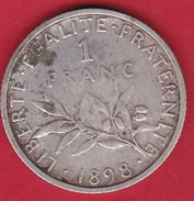 France 1 Franc Semeuse Argent 1898 - Sonstige & Ohne Zuordnung