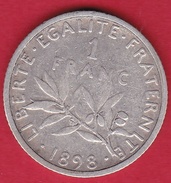 France 1 Franc Semeuse Argent 1898 - Sonstige & Ohne Zuordnung