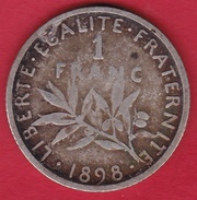 France 1 Franc Semeuse Argent 1898 - Autres & Non Classés