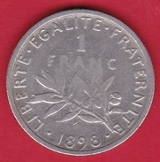 France 1 Franc Semeuse Argent 1898 - Altri & Non Classificati