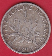 France 1 Franc Semeuse Argent 1898 - Sonstige & Ohne Zuordnung