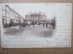 NORD  59       CONDE   -   HOTEL DE VILLE  UN JOUR DE  MARCHE     ANIME      ROUSSEURS    VERSO TIMBRE ENLEVE - Conde Sur Escaut