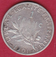 France 1 Franc Semeuse Argent 1901 - H. 1 Franco