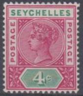 SEYCHELLES - 1890 4c Queen Victoria, Die II. Scott 4. Mint - Seychelles (...-1976)