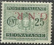 ITALIA REGNO ITALY KINGDOM 1944 RSI REPUBBLICA SOCIALE GNR SEGNATASSE TASSE POSTAGE DUE CENT. 25 MNH VARIETA VARIETY - Strafport