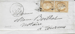 1871 - PAIRE 10c SIEGE Sur LETTRE De PARIS Pour TOURNUS (SAONE ET LOIRE) - - 1870 Beleg Van Parijs