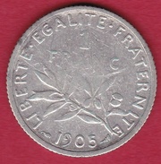 France 1 Franc Semeuse Argent 1905 - Other & Unclassified
